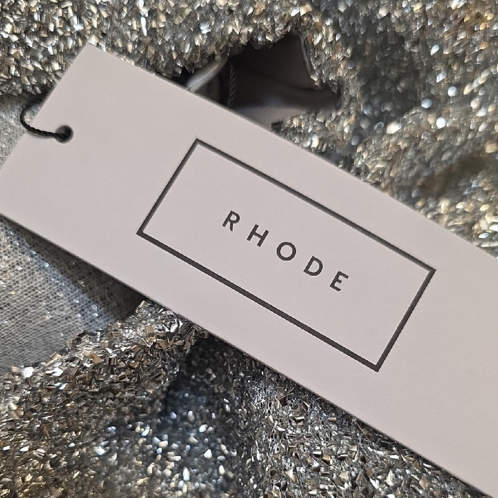 NEW RHODE LAURA TEXTURED SILVER METALLIC STIRRUP PANTS SIZE XS - Picture 7 of 11
